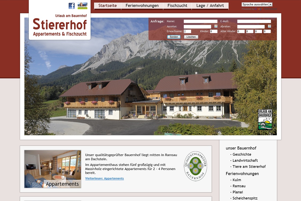 Screenshot stiererhof.at