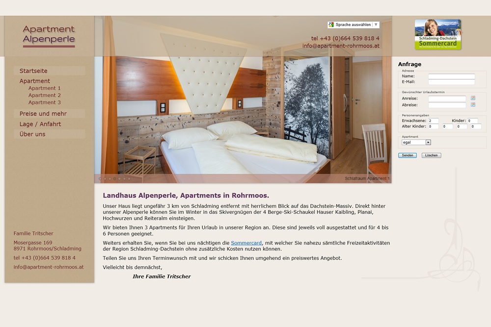 Screenshot apartment-rohrmoos.at