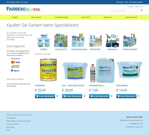 Screenshot farbenexpress.at